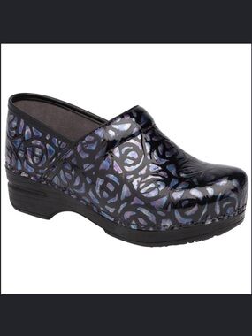 Dansko XP Professional Clogs in a "Night Rose" Patent Leather Pattern Sz 40